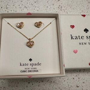 Kate Spade Gold and Pink Heart Necklace Set